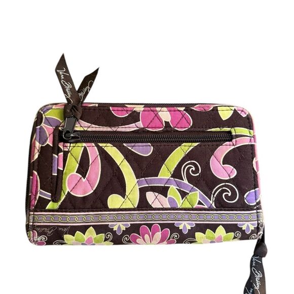 VERA BRADLEY RETIRED Purple Punch Turn Lock Wallet Clutch Zip Around - Picture 2 of 9